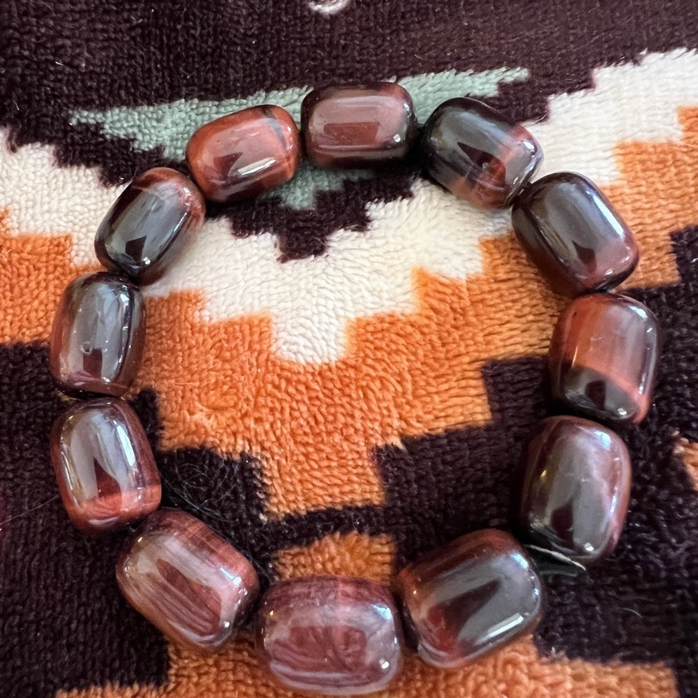 ❤️ Gorgeous Natural Barrel Red  Tiger Eye Bracelet 12x18mm Beads 48gm